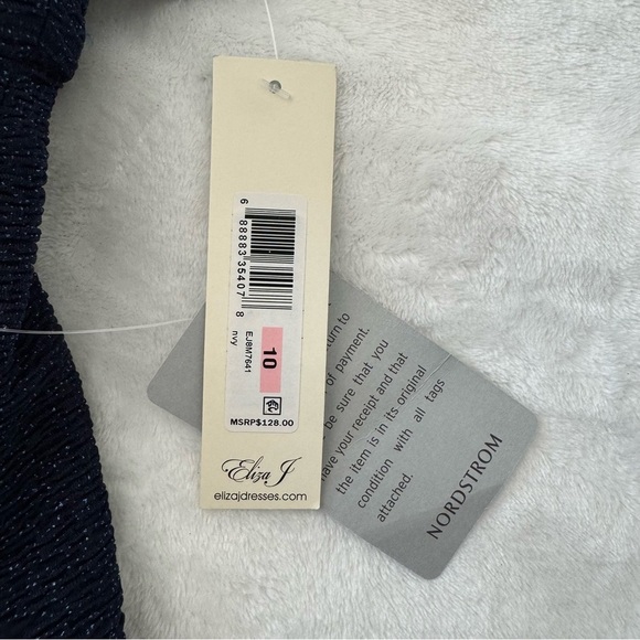 NWT Eliza J Cross Neck Sparkly Midi Halter Navy Dress Size 10 - Picture 12 of 16